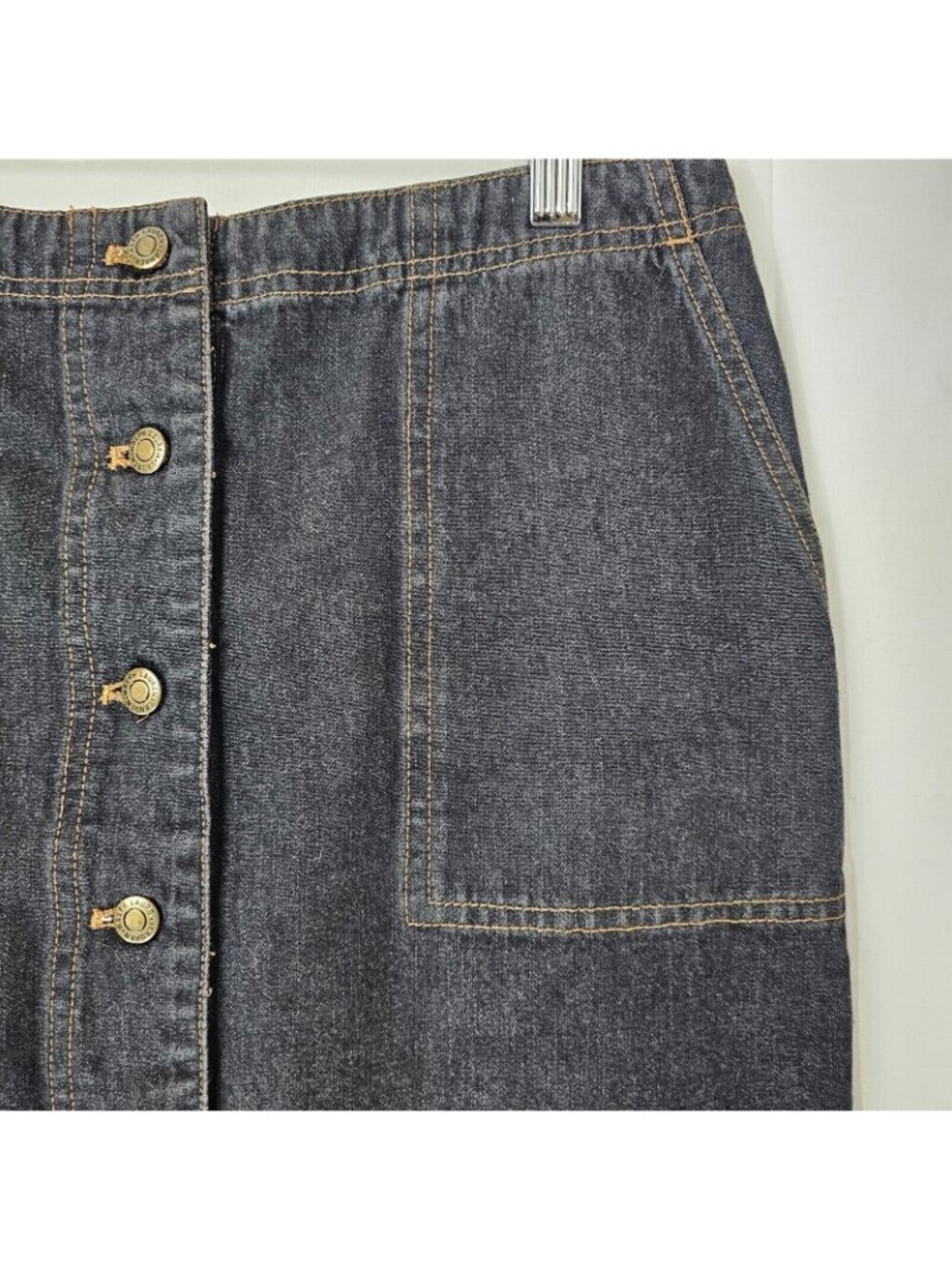 Ralph Lauren Denim Skirt Womens 6 Dark Wash Jean 100% Cotton Button Fly Pockets - Picture 2 of 8
